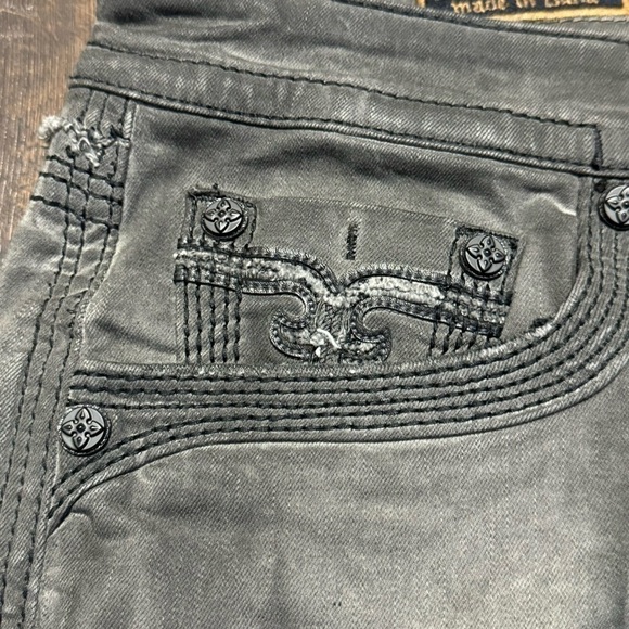 Rock Revival Armory Biker Distressed Men’s Faded Gray Jeans Size 42 - Picture 4 of 14